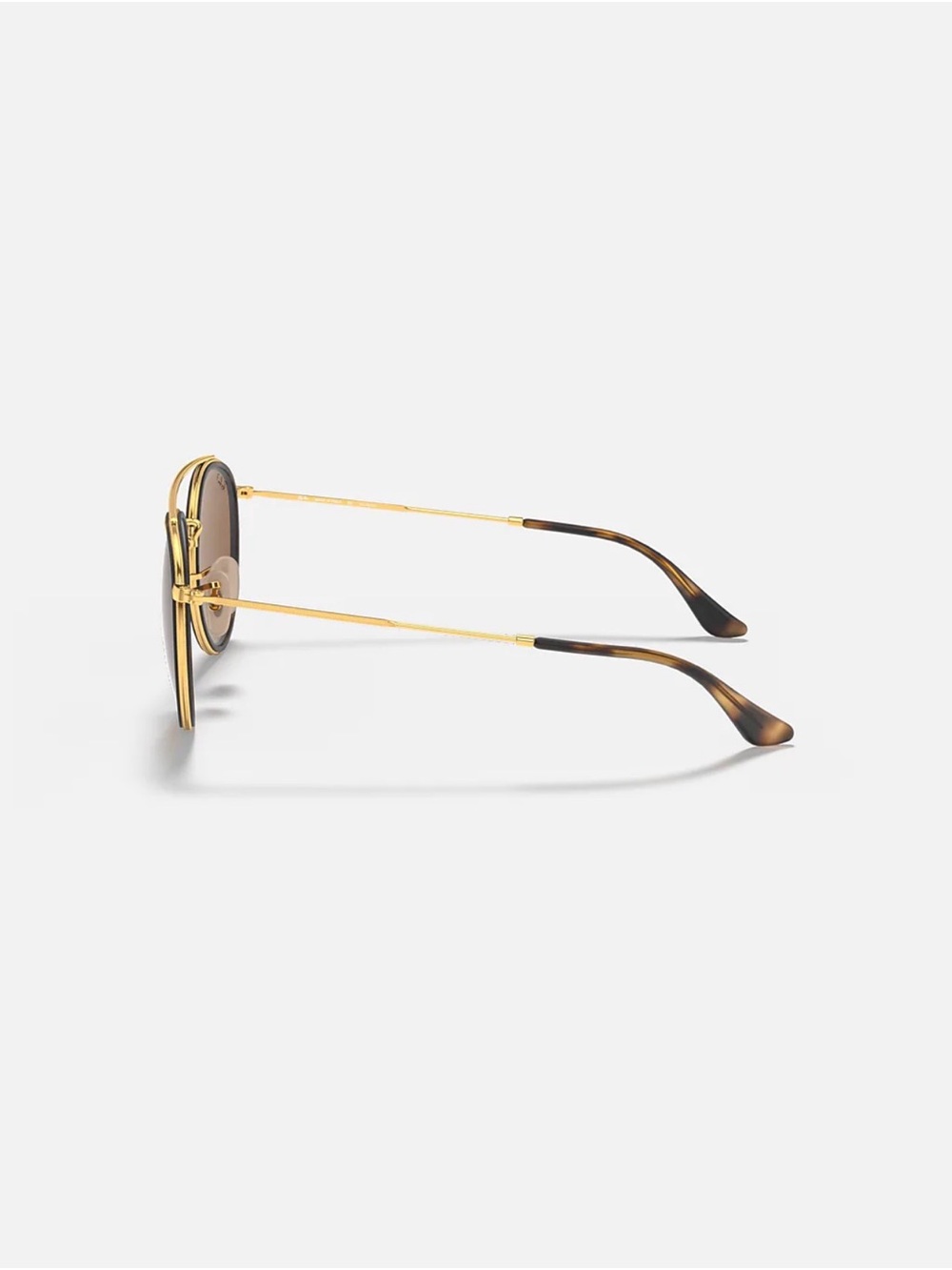 New w/o tags. Polarized Ray-Ban Round Double Bridge Sunglasses in Brown and Gold - Picture 4 of 6